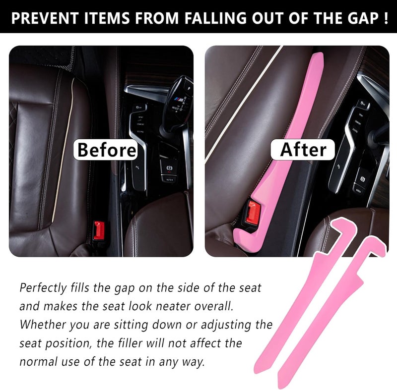 Junecarp Car Seat Gap Filler 2 Pack,Car Gap Filler Organizer to Impede Items from Dropping,Essential Interior Car Accessories Seat Gap Plug (Pink) - Image 4
